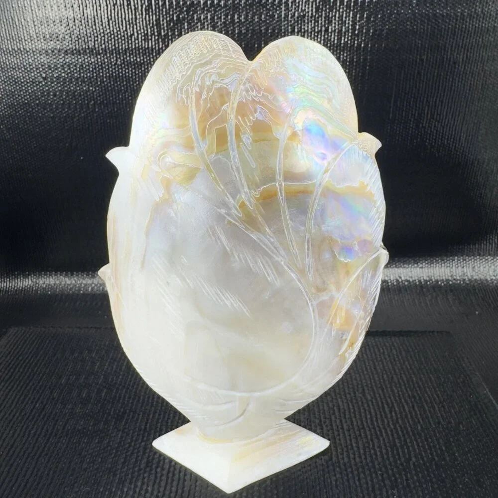 Vintage Mother of Pearl Nautalis Shell Footed Vase‎ Shiny Finish Hand Made Vase